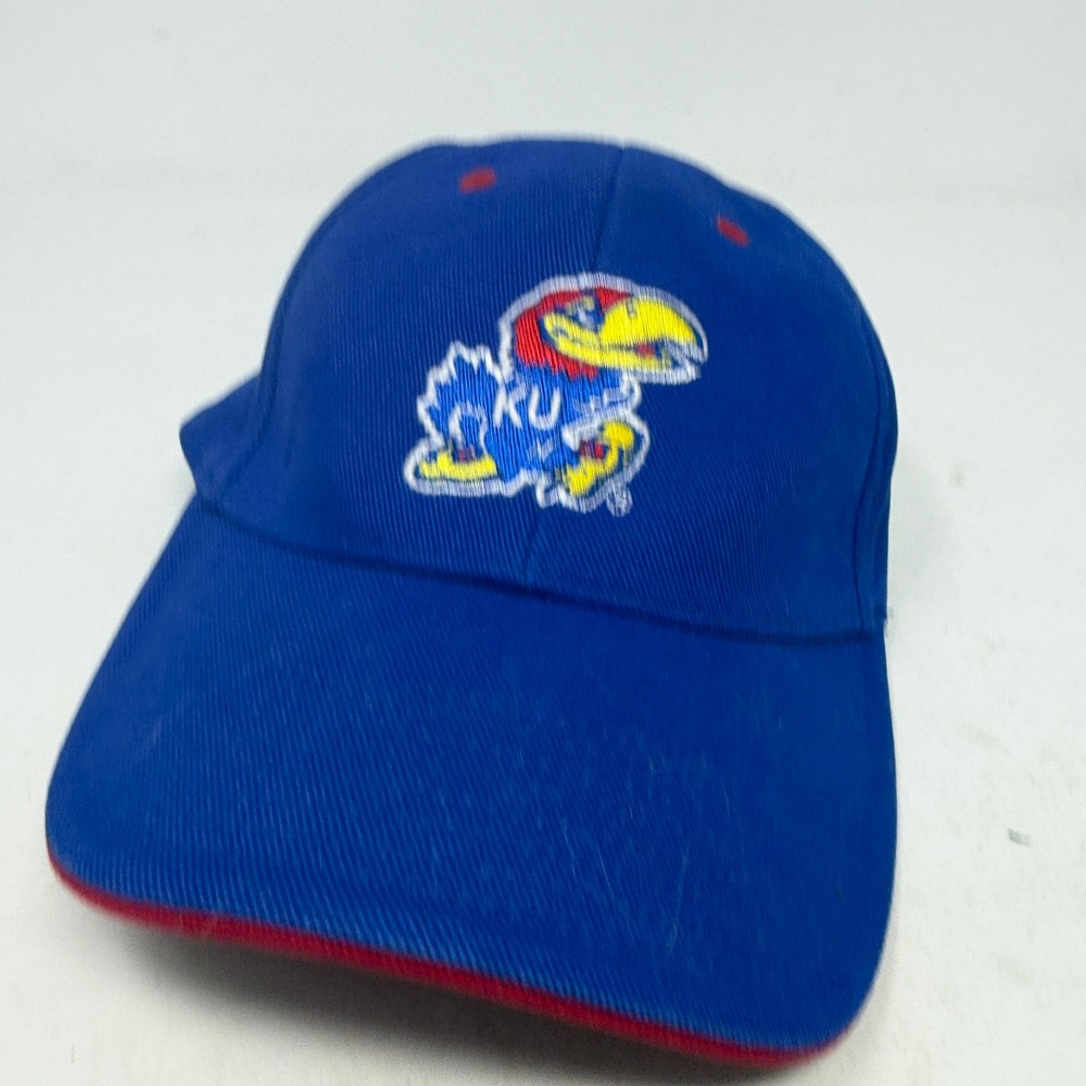 Kansas Jayhawks Hat Mens OSFA Blue NCAA Basketball Signatures EUC